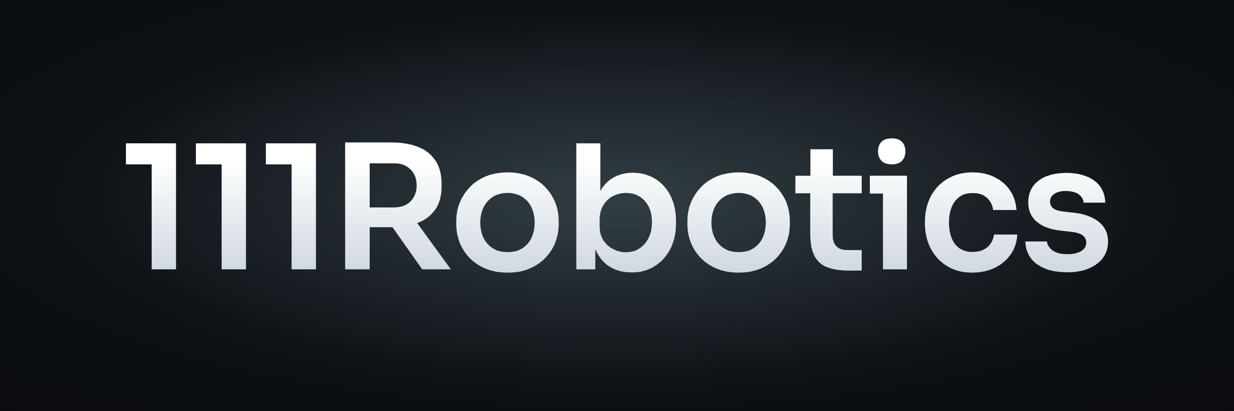 Logo de 111Robotics: la palabra 111Robotics en blanco brillante sobre fondo carbón