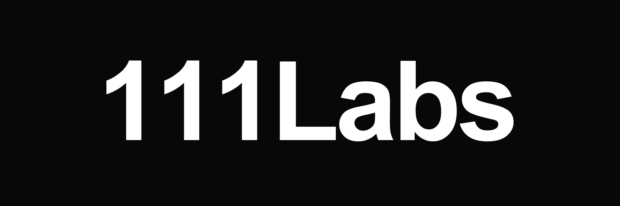 Firma tipográfica de 111Labs — Blanco sobre negro