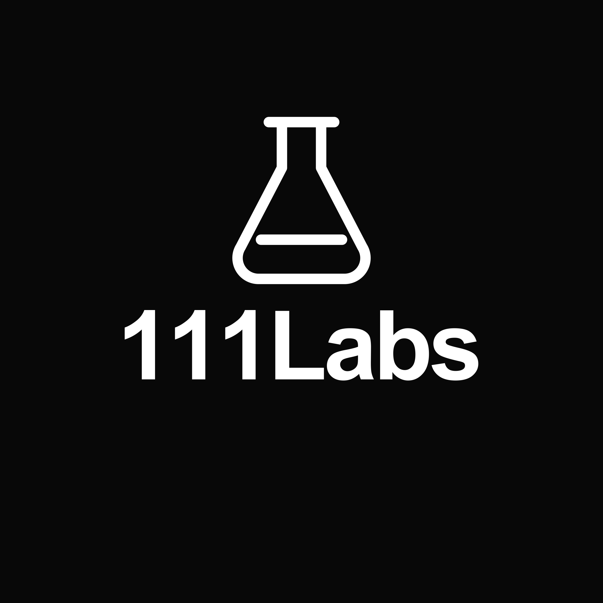 Logo vertical de 111Labs — Blanco sobre negro